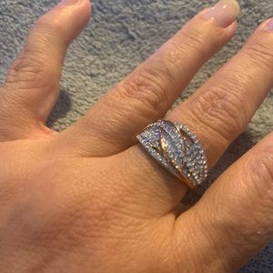 cz 925 silver ring with copper thin strand inlaid with in the cz’s